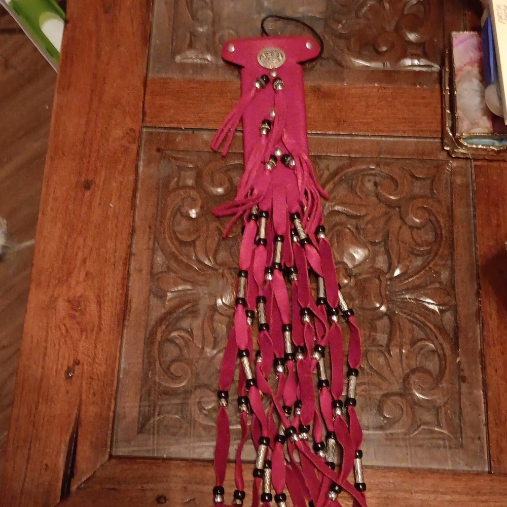 NWT HAWG TYD RED LEATHER PONY TAIL HOLDER